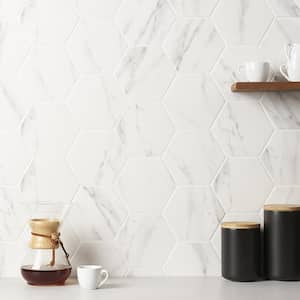 Santorini Statuario White 5.9 in. x 6.69 in. Polished Porcelain Floor and Wall Tile (6.13 sq. ft./Case)
