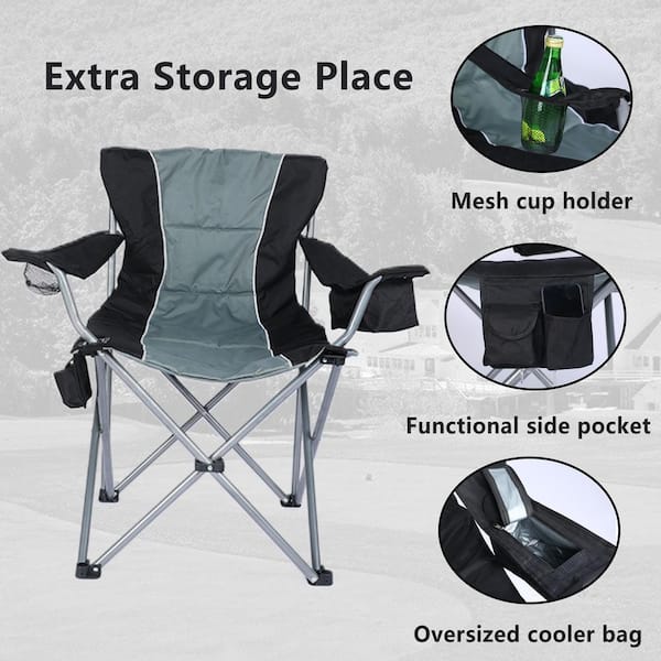 TIMBER RIDGE Oversized Folding Camping Chair High Back Heavy Duty for  Adults Support up to 500lbs with Cup Holder, Side Pocket Cooler Bag