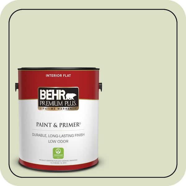 BEHR PREMIUM PLUS 1 gal. #MQ3-47 Airy Green Flat Low Odor Interior Paint & Primer