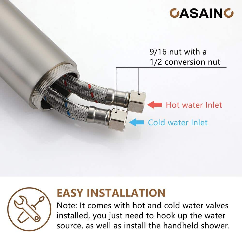 Brushed Nickel Freestanding Bathtub Faucet with Handshower