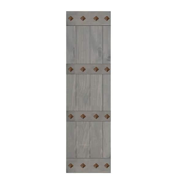 ISLIFE Mid-Century Style 24 in. x 84 in. French Gray Finished Solid Wood Sliding Barn Door Slab - Hardware Track NOT Included