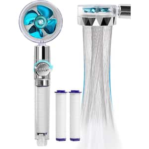 Shower Head Handheld Turbo Fan 1-Spray Wall Mount Handheld Shower Head 1.8 GPM in Blue Hydro Jet Head Kit with 3 Filters