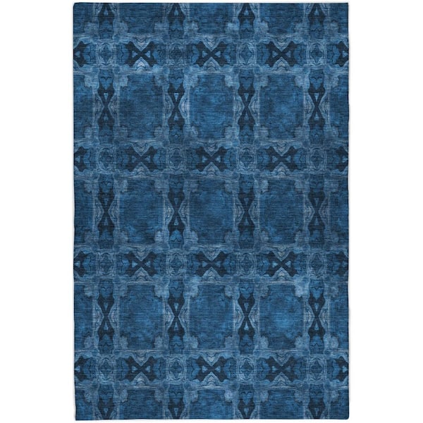 Dream Shag Premium Machine Washable Abstract ADS564 Navy 5 ft. x 7 ft. 6 in. Area Rug