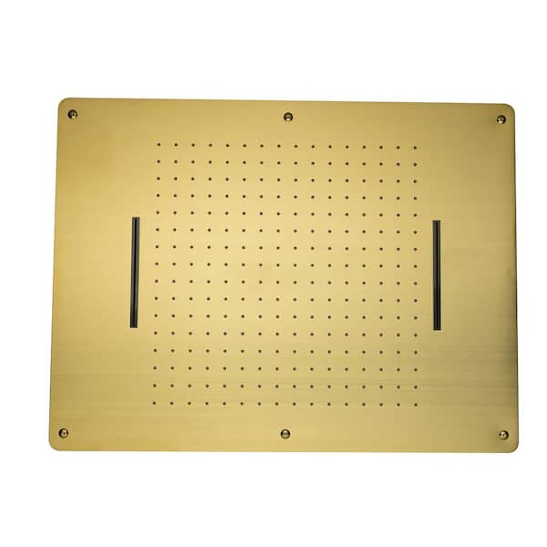 WELLFOR 2-Spray Patterns with 2.5 GPM 24 in. Ceiling Mount Rain Fixed Shower Head in Brushed Gold