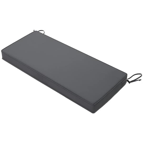 Angel Sar 1-Piece 48 in. x 18 in. Rectangle Waterproof Outdoor Bench Cushion with Handle and Adjustable Straps, Gray