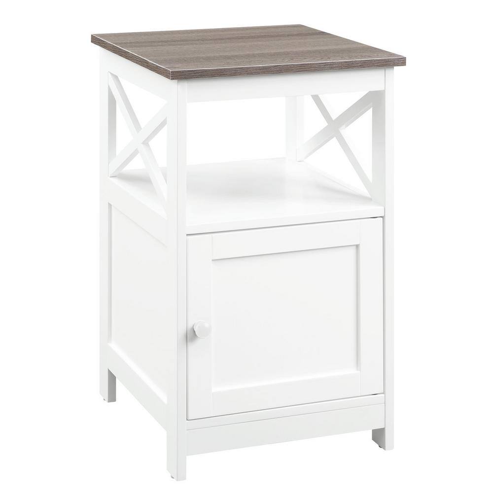 Oxford Driftwood and White Square End Table with Cabinet