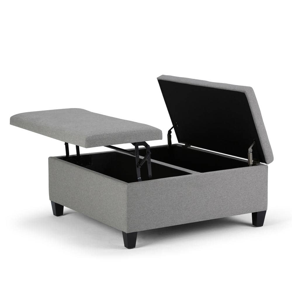 Ellis 36" Dove Grey Linen Look Fabric Coffee Table Ottoman