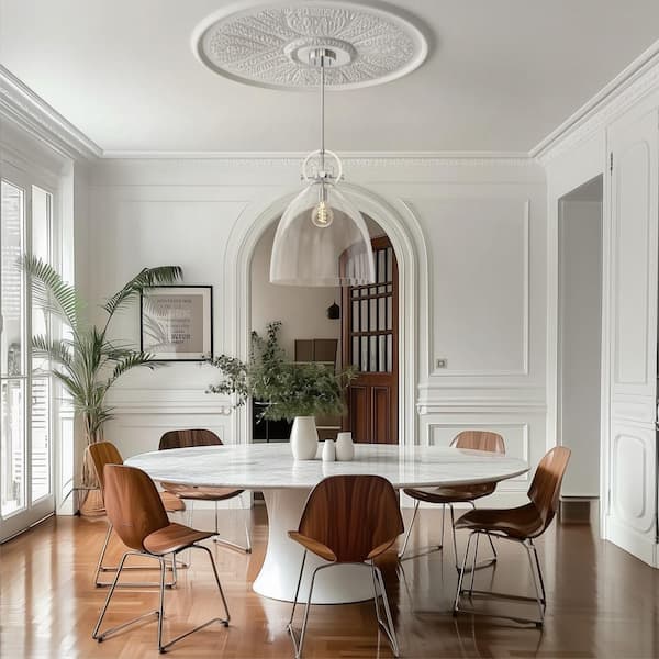 18 in. 1-Light Modern Brushed Nickel Geometric Pendant Light with Clear Glass Shade for Kitchen, Dining Room, or Bedroom