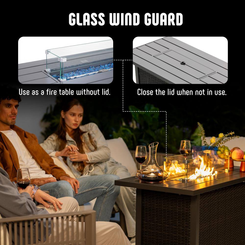43-Inch Black Steel and Aluminum Gas Fire Pit Table