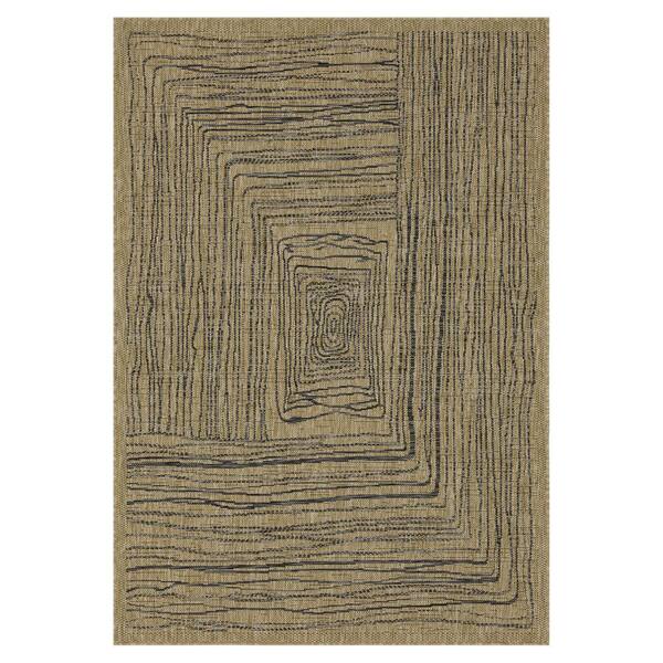 Kalina 6 ft. x 9 ft. Jute and Black Indoor/Outdoor Area Rug