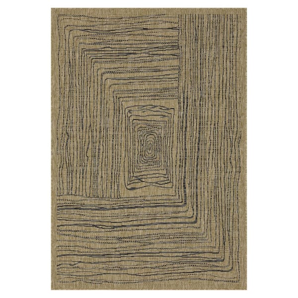 Kalina 10 ft. x 13 ft. Jute and Black Indoor/Outdoor Area Rug