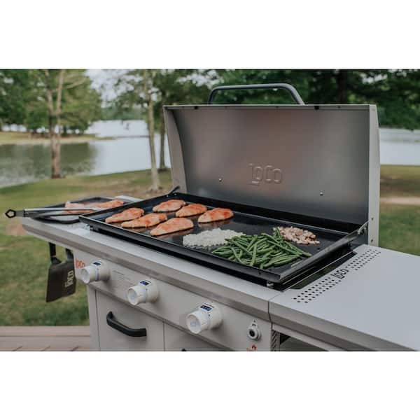 Loco 3 Burner Liquid Propane Outdoor Griddle with Hood Gray