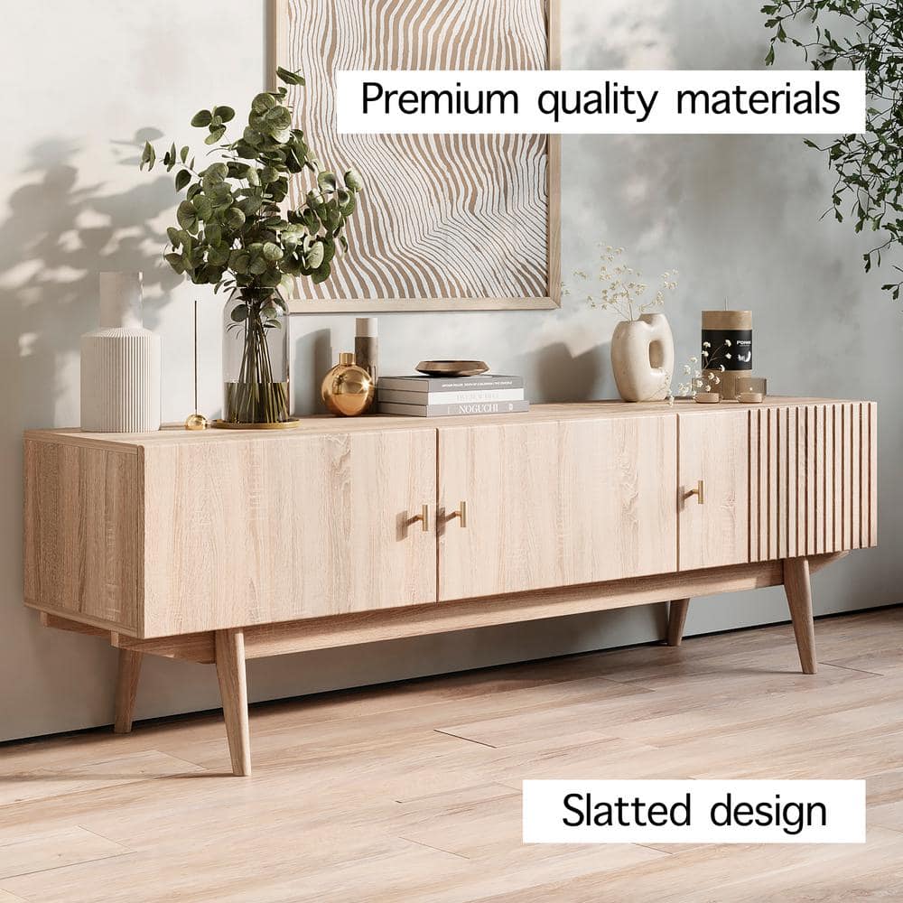 Chelsea 59'' Beige Wood TV Stand with Cabinet