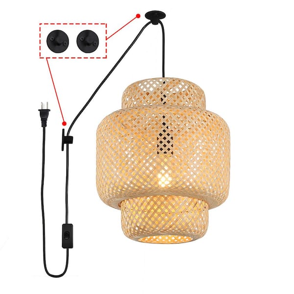 INNOBULE 1-Light Wood Pendant Light With Adjustable Hanging Length