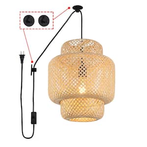 1-Light Wood Pendant Light With Adjustable Hanging Length
