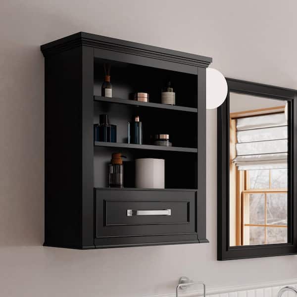 Home Decorators Collection Gillinger 24 in. W x 10 in. D x 28 in. H Bathroom Storage Wall Cabinet in Black