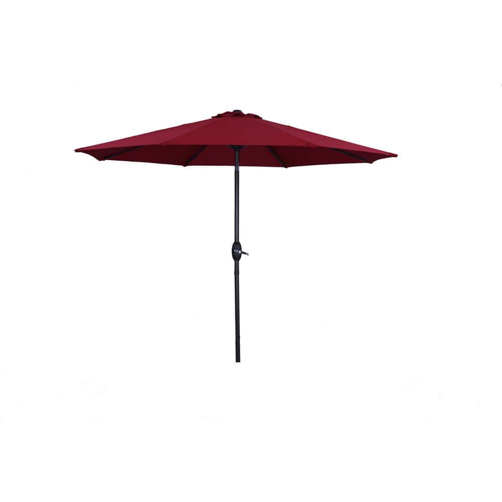 9 ft. Solution-Dyed Fabric Aluminum Market Patio Umbrella in Red