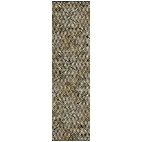 Chantille Machine Washable Indoor/Outdoor Abstract ACN2880 Brown 2 ft. x 7 ft. Runner Rug