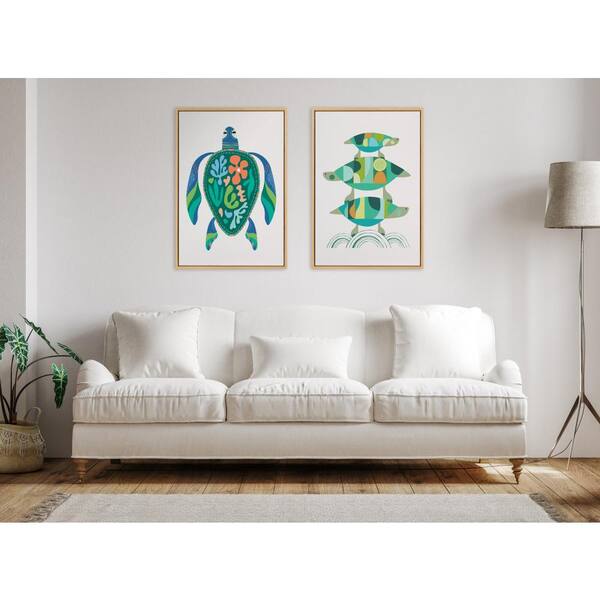 Kate and Laurel Mid-Century Colorful Ocean Animal Art Set by Rachel Lee,  1-Piece Framed Canvas Animals Art Print, 23 in. x 33 in. 226595 - The Home  Depot