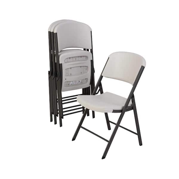 Lifetime Almond Plastic Seat Outdoor Safe Plastic Folding Chair (Set of 4)
