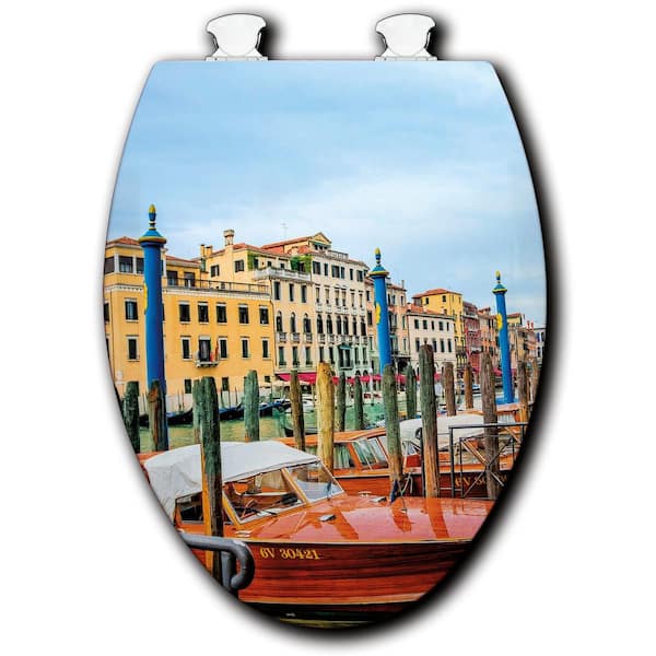 Unbranded The Canals Elongated Closed Front Toilet Seat in White