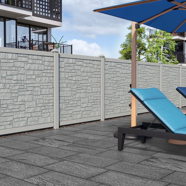 SimTek 5 in. x 5 in. Ecostone/Ashland Square Top Post Cap - Grey/Nantucket Gray