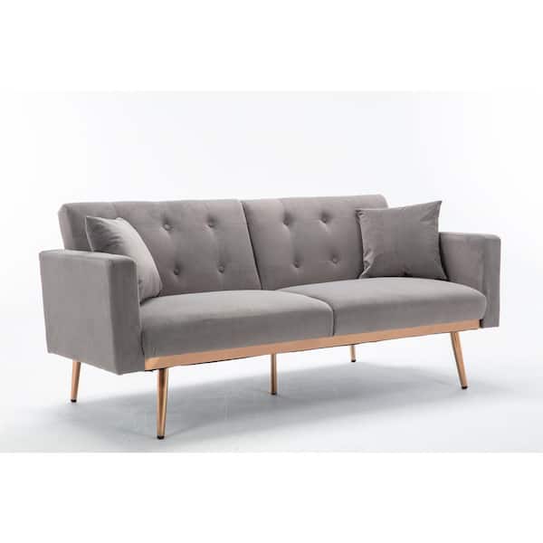 wetiny 27 in. Wide Black 2-Seat Square Arm Velvet Mid-Century Modern Straight Sofa