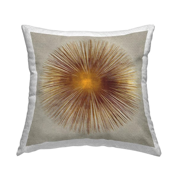 Stupell Industries Radiant Sun Orb Abstract Pattern Shape Brown Square Outdoor Throw Pillow