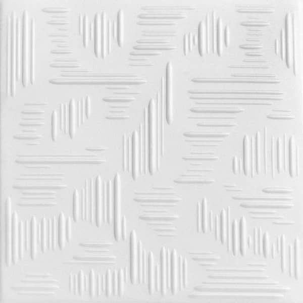 R104 - Bead Board Foam Glue-up Ceiling Tile in Plain White (21.6 Sq.ft /  Pack) - 8 Pieces 