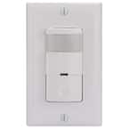 IOS Series 800-Watt Self-Adaptive In-Wall PIR Sensor Switch Decorator 180-Degree Coverage Pattern, White