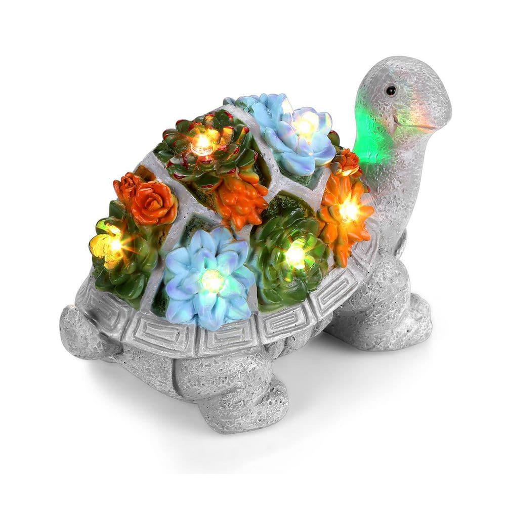 Solar Turtle Statue-Solar Powered for Garden Decor with LED-Waterproof Sola
