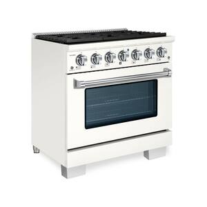 BOLD 36" 5.2CuFt. 6 Burner Freestanding Single Oven Dual Fuel Range with Gas Stove and Electric Oven in Off-White Family