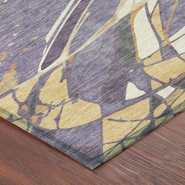 Chantille Machine Washable Indoor/Outdoor Abstract ACN2862 Plum 8 ft. x 10 ft. Area Rug