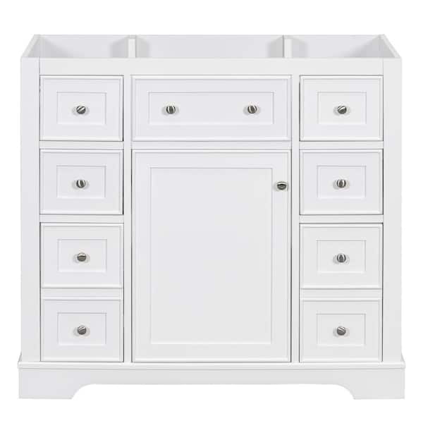 JimsMaison 35.60 in. W x 17.90 in. D x 33.40 in. H Freestanding Bath Vanity Cabinet without Top in White