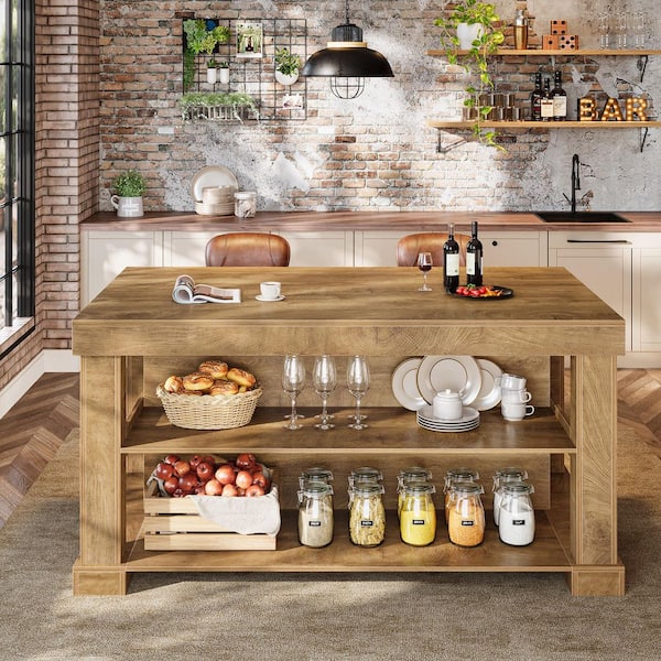 BYBLIGHT Kearsten Rectangle Brown 35.43 in. Corner Bar Home Table