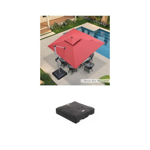 9 ft. x 11 ft. Aluminum Cantilever Patio Umbrella and 220 lbs. Square Umbrella Base Combo