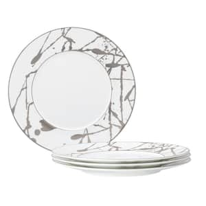 Raptures Platinum 8.75 in. White Porcelain Salad Plates (Set of 4)