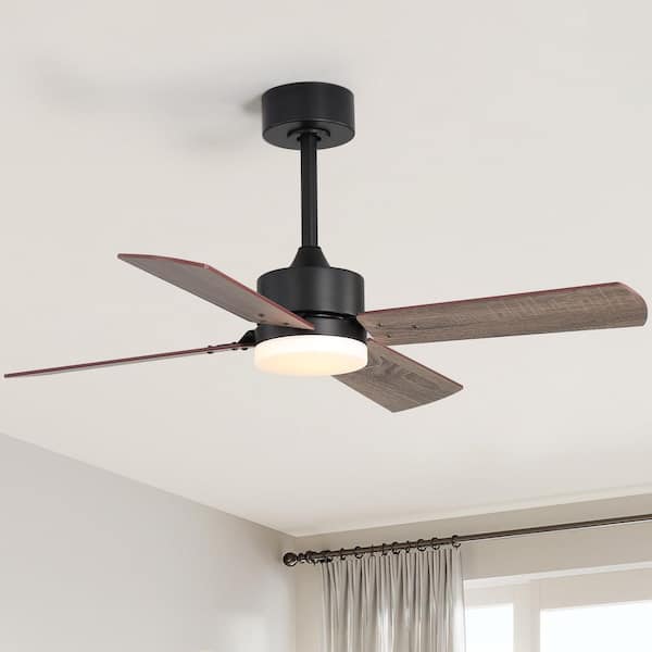 42 in. Indoor Standard Downrod Mount Integrated LED Black and Brown Ceiling Fan with Light and Remote Control