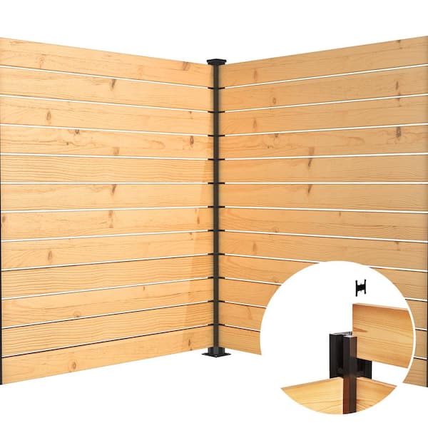 Corner Post Kit 73 in. x 3 in. x 3 in. Black Aluminum Deck Fence Corner Post and Hardware Kit B6