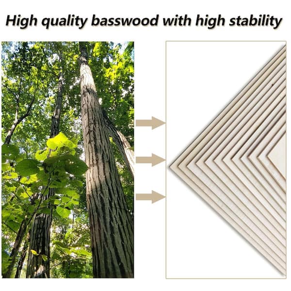 10 Pack Basswood Sheets - 3mm 1/8" X 12" X 12" Plywood For DIY Crafts, Laser Cutting & Painting - View #3