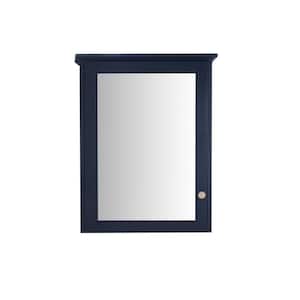 24 in. W x 30 in. H Rectangular Framed Wall Mounted Wood Bathroom Vanity Mirror Cabinet in Navy Blue,Easy Installation
