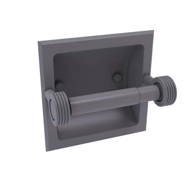 Allied Brass Continental Collection Recessed Toilet Tissue Holder with Groovy Accents in Matte Gray