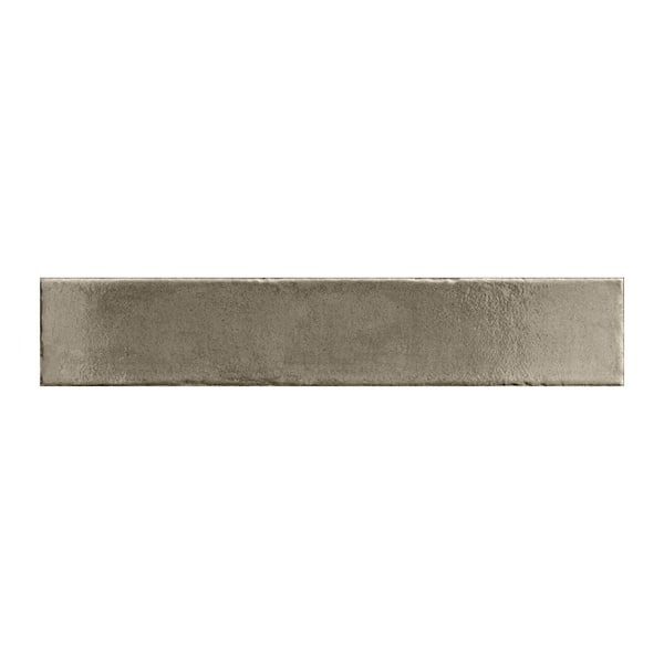 ANDOVA Ivox Voen Brown 3 in. x 16 in. Herringbone Glossy Porcelain Subway Wall Tile Sample