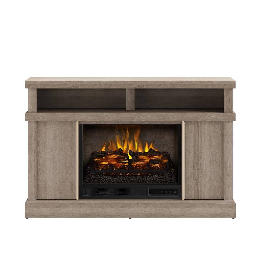 SCOTT LIVING MEYERSON 48 in. Freestanding Media Console Wooden Electric Fireplace in Natural Camel Ash Grain -  HDSLFP48L-2B