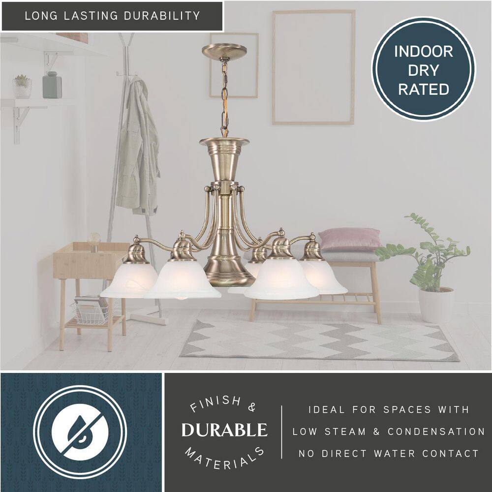 Stanford Antique Brass 7-Light Chandelier with Alabaster Glass
