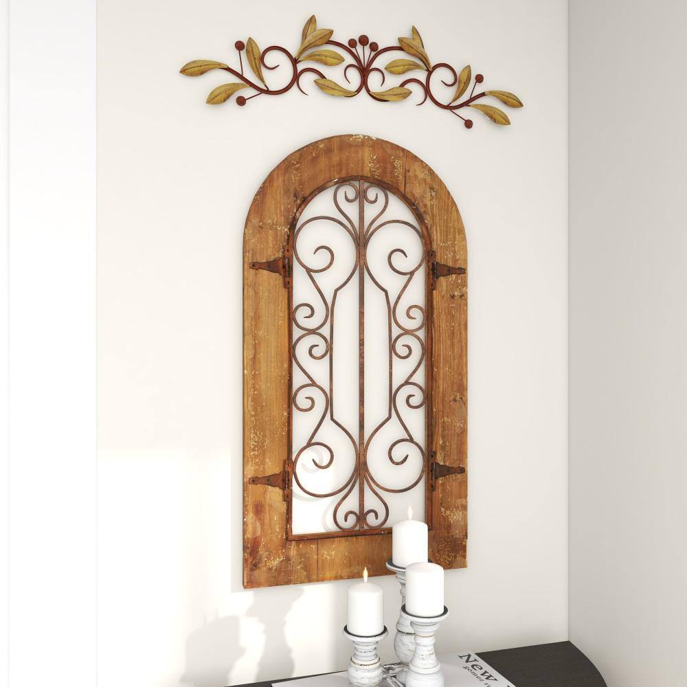 Green and Brown Metal Leaf Wall Mounted Figurine