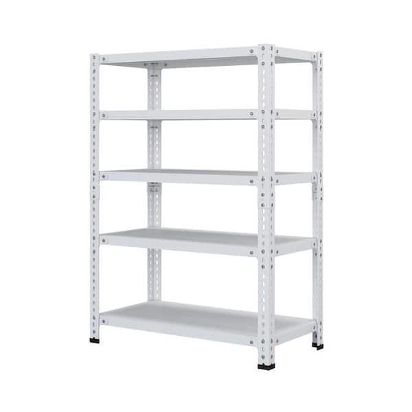 5-Tiers Heavy Duty Metal Adjustable Household Shelving Unit in White (39.3 in. W x 70.8 in. H x 15.7 in. D)