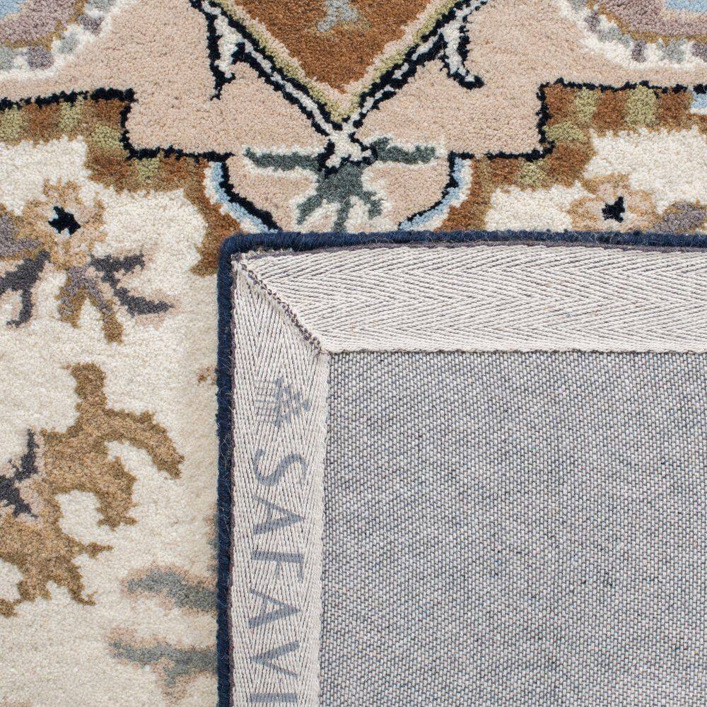 Beige and Navy Hand-Tufted Wool Rectangular Area Rug