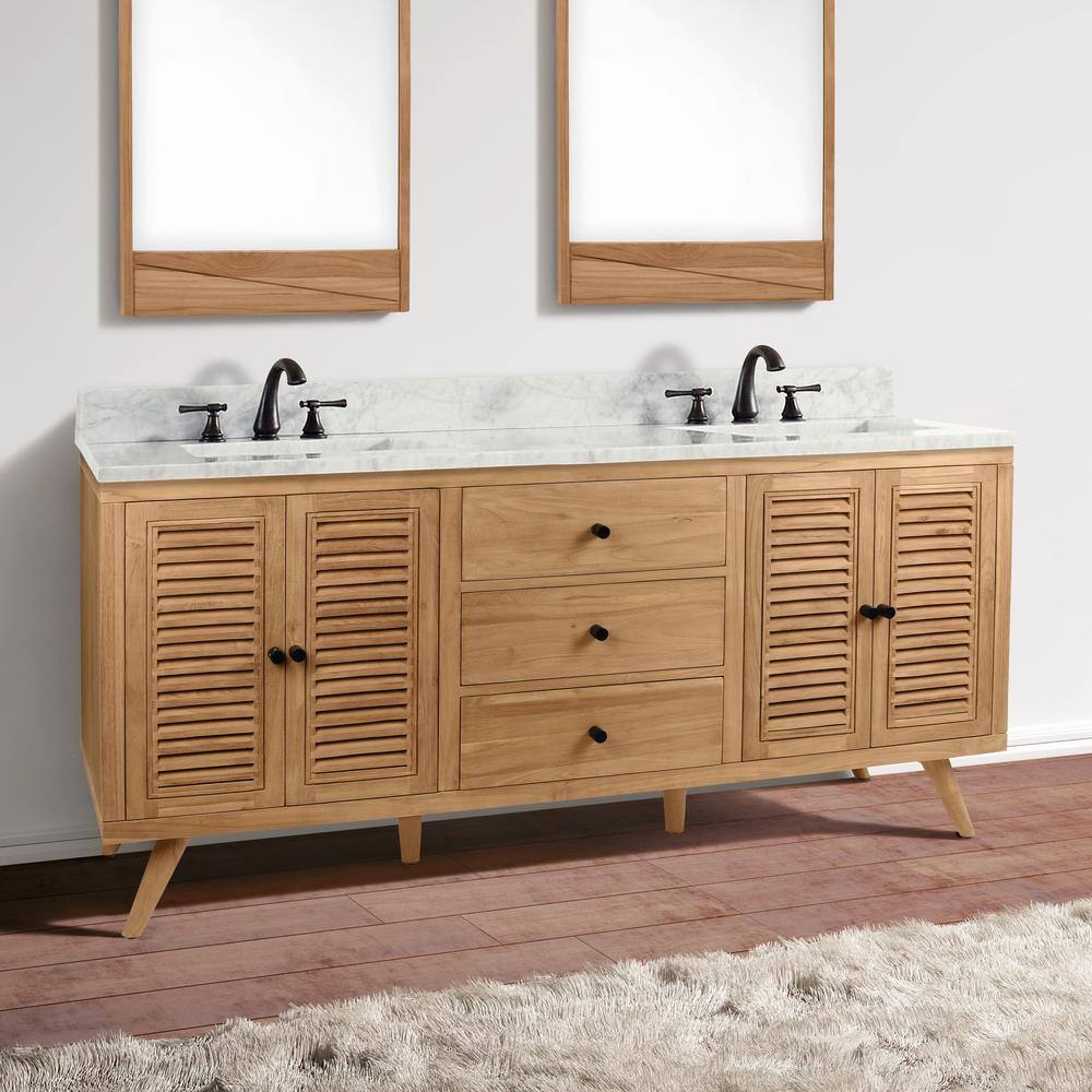 Harper 72" Natural Teak Double Freestanding Wood Vanity