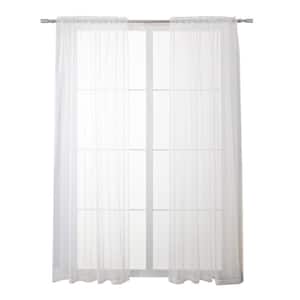 Voile Sheer Curtains, 55 in. W x 84 in. L, with rod pockets top, white, (1 Panel)